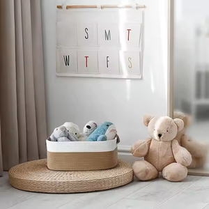 नवीनतम डिजाइन किए गए भंडारण कपड़े टोकरी कपास रस्सी की टोकरी के साथ कपास रस्सी बुना हुई टोकरी के साथ कपड़े धोने की टोकरी - Product Image 2