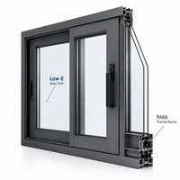 Fenêtre coulissante à triple rail avec moustiquaire et verre trempé, fenêtre moderne en aluminium pour balcon et terrasse