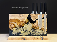 Porte-couteau magnétique en bois de ronce époxy bloc de couteaux magnétique présentoir de couteaux pour comptoir organisateur de cuisine maison directe