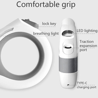 Elecpet 3M Laisse de traction rétractable LED automatique rechargeable flexible pour chien chiot chat pour grands chiens