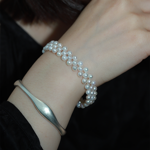 WENCHI Women's Original Design <b>Silver</b> Round Cold Light Freshwater <b>Pearl</b> Beads <b>Bracelet</b> & Bangle - Product Image 5