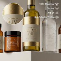 Etiquetas de Vinilo Modernas y Elegantes para Botellas de Vino, Resistentes al Aceite, con Estampado en Dorado, para Marcas de Boutique