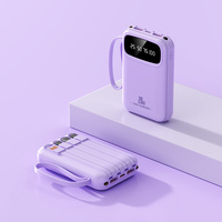 Power Bank Mini Portabel Kapasitas Tinggi 10W Output 10W Input Layar LED Dapat Disesuaikan 10000mAh dengan 4 Kabel Tipe-C Terpasang