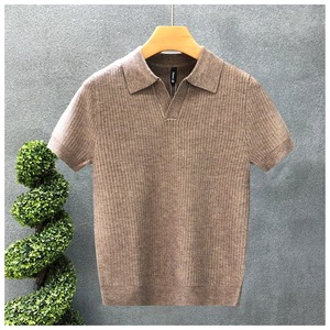 เสื้อยืดผู้ชายผ้าคอตตอนแท้ 100% น้ำหนัก 240 กรัม ระบายอากาศได้ดี แห้งเร็ว ผ้าถักลายบิดเกลียว ตกแต่งด้วยคริสตัล แขนสั้น สไตล์ลำลอง ป้องกันรอยยับ สำหรับฤดูร้อน - Product Image 5