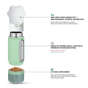 Everich botol air untuk luar ruangan, botol air piaraan, botol terisolasi anjing portabel, vakum, baja tahan karat, dinding ganda, botol bentuk kaki anjing 3 in 1 - Product Image 4