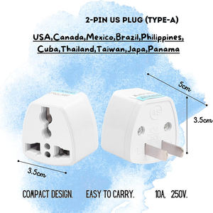 Adaptor perjalanan Universal, konverter soket Outlet 2 Pin US 500W, adaptor Plug konversi daya US 10A untuk perjalanan rumah - Product Image 5