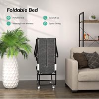 Matelas de lit pliant moderne 75x38 po, lit d'appoint multifonctionnel pour hôtel, mousse à mémoire de forme de 5 po, confortable, gain de place, cadre métallique avec roulettes