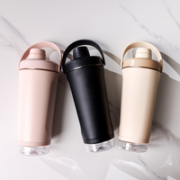 Bouteille shaker en acier inoxydable de 20 oz à double paroi isolée, avec compartiment de rangement, anti-fuite, sans BPA, pour la salle de sport et les sports