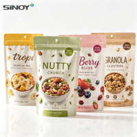 Sachet refermable à fermeture éclair, imprimé mat, personnalisé OEM, 100g-1kg, pour granola et noix, haute performance, haute barrière, emballage robuste pour noix
