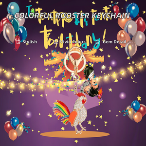 Llavero Portamonedas de <span class=keywords><strong>Gallo</strong></span> Multicolor de Esmalte Creativo y de Moda, con Diseño de <span class=keywords><strong>Gallo</strong></span> del Zodíaco con Serigrafía y Pedrería de Colores - Product Image 2