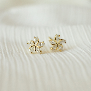 CANNER Wholesale Mini Luxury S925 Sterling Silver Flower <b>Stud</b> <b>Earrings</b> 18K Gold Plated Fine Jewelry <b>Earrings</b> for Women <b>Girl</b> Gift - Product Image 4