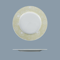 Assiettes en Porcelaine Fine P&T Motif Pissenlit, Vaisselle Ronde de 8 et 10,5 Pouces pour Hôtels, Banquets, Traiteurs, Vente en Gros