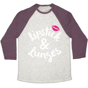 T-shirt de baseball unisexe en tissu tri-mélange Lipstick and Lunges - Product Image 2