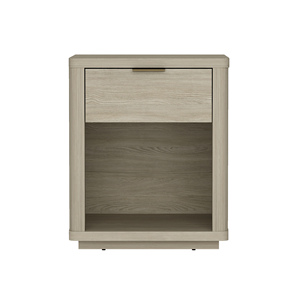 Nightstand in Natural Wood Finish with Drawer and <b>Open</b> Shelf for Bedroom <b>Storage</b> - Product Image 1