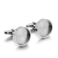 Base d'autocollant DIY en acier inoxydable, taille personnalisée, pour cabochon rond, diamètre 16 mm, profondeur 3 mm, pour attache de manchette à sertir