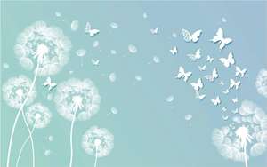 ZHIHAI Carta da Parati Murale 3D Semplice e Alla Moda con Motivo a Soffione e Farfalla Blu per Sfondo TV Rivestimento Murale 3D Effetto Invecchiato - Product Image 3