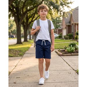 Lot de 4 shorts bermuda en coton pour garçons, taille élastique avec cordon de serrage, poches, taille mi-haute, respirants, pour les âges de 4 à 16 ans - Product Image 2
