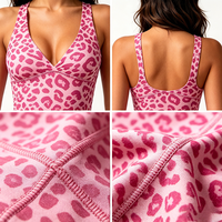 Combinaison de yoga imprimée léopard OEM/ODM, logo personnalisé, combinaison moulante de haute qualité, combinaison de fitness une pièce, séchage rapide, respirante, vêtements de sport