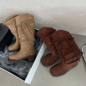 Bottes mi-hautes vintage pour femmes style western, collection automne-hiver 2025, design tendance avec franges, talons mi-hauts de 5 cm, à enfiler, pointure 40 - Product Image 4