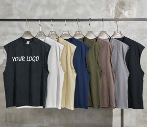 100% cotone lavato vecchio Raglan senza maniche t-shirt canotta stile stile personalizzato Vintage canotta per gli uomini - Product Image 1