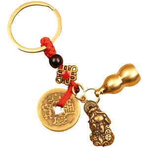 Sidaoyuan in ottone cavo zucca portachiavi ciondolo Retro Pixiu decorazione appesa cinque imperatori denaro piccolo regalo - Product Image 1