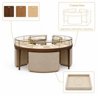 Ensemble de présentoirs sur mesure en bois de noyer courbé pour bijoux et montres, vitrine clé en main avec dessus en verre, vente en gros