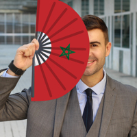 Éventail pliant en plastique et tissu avec drapeau marocain, souvenir national marocain, Eventail Drapeau Maroc Abanico pour mariage, fête, cadeau