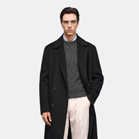 Manteau décontracté chic pour homme en laine double face 100% laine, col rabattu, double boutonnage
