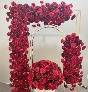 Flores Decoración de la boda Centros de mesa Seda Rosa roja Bolas de flores artificiales para la habitación Fiesta de cumpleaños Decoración de la boda en casa