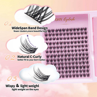 MOXIAOJIE A82 Kit de faux cils segmentés, style européen et américain, épaisseur 0,07 mm, en fibre synthétique, semi-fait main, extension de cils noirs