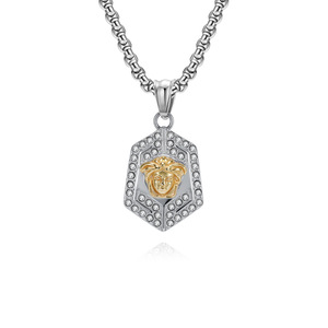 Deslustre libre de lujo joyería de diamante completo amuleto de acero inoxidable mitología Medusa Gorgon colgante collar de circón - Product Image 6