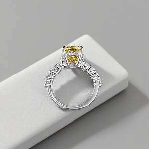 Anillo de Plata de Ley 925 con Circonita Cúbica de Corte Cojín de 9*10 mm, 5A, para Mujer, Anillo de Compromiso, Anillo de Novia, Joyería de Alta Gama - Product Image 3