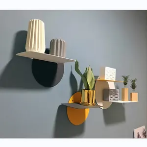 Wholesale China supplier antique decorative colored metal round wall shelf for storage for home decor