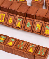 Ensemble de Mahjong Premium en Bois Massif Lati, Tuiles de Mahjong Sculptées à la Main pour Jeu de Loisirs sur Table Domestique