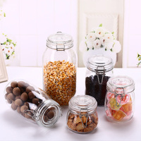 Fournisseur chinois 1l 1.5l 1.5l 2200ml 3300ml grand gallon cuisine récipient de stockage des aliments pot en verre carré avec serrure à clip en métal