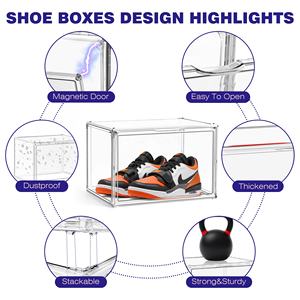 자석식 아크릴 스니커즈 박스 조립식 투명 신발 정리함 접이식 플라스틱 신발 보관 컨테이너 박스 랙 - Product Image 2