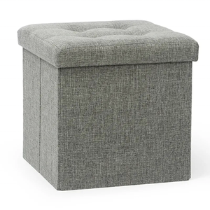 Banc ottoman de rangement pliable personnalisé avec tabouret ottoman en tissu de lin banc de rangement simple en bout de lit - Product Image 2