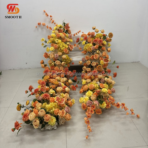 ผ้าคาดตกแต่งงานแต่งงานงานปาร์ตี้ผ้าคาดคาดดอกไม้สีส้มสีเหลืองงานแฮนด์เมดเรียบ - Product Image 2