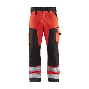 BLAKLADER - 156618115599D124 Pantalones de alta visibilidad sin bolsillos para clavos Rojo/Negro-EAN 7330509413845 ROPA DE TRABAJO DE 2017 - Product Image 1