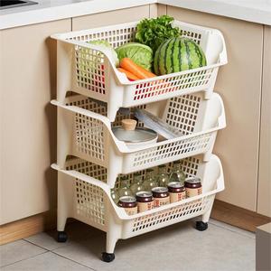 Monr <span class=keywords><strong>2025</strong></span> Thiết Kế Mới Nhựa Hình Chữ Nhật Hộ Gia Đình <span class=keywords><strong>Stackable</strong></span> Lưu Trữ Giỏ Với Bánh Xe Đồ Lặt Vặt Tổ Chức Nhà Bếp Lưu Trữ Kệ - Product Image 3