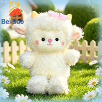 Peluche certifiée CE CPC, mouton bouclé de 8 pouces, adorable jouet en peluche agneau avec nœud rose, poupée à griffes d'arcade