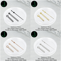Aiguilles de montre modifiées 9,5x14x14,5 mm, 3 aiguilles, luminescence verte, pour mouvements Seiko NH35/NH36/NH38/NH70/4R/7S