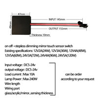Interrupteur tactile à intensité variable 12V 24V 3A 5A pour éclairage de miroir, vente en gros d'usine