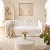 Canapé-lit moderne multifonctionnel avec lit gigogne escamotable, canapé-lit d'appoint en tissu bouclé, structure métallique, inclinable et extensible, écoresponsable