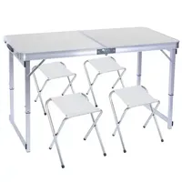 Table pliante à tréteaux, prix de gros, blanche, en PEHD moulé par soufflage, pliable en deux, pour jardin, fête, buffet, table de repas portable d'extérieur