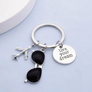 Tùy chỉnh thí điểm Giấc Mơ Keychain máy bay Kính mát du lịch Kim loại quyến rũ Mặt dây chuyền móc chìa khóa ý tưởng sản phẩm mới <span class=keywords><strong>2025</strong></span> - Product Image 5