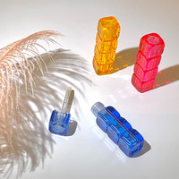Tube de couleur à lèvres transparent luxueux carré et cubique, tube vide pour rouge à lèvres liquide, matériau d'emballage cosmétique