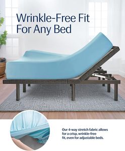 REST-IFS01K REST Evercool <span class=keywords><strong>King</strong></span> <span class=keywords><strong>Size</strong></span> Hellblau Spann betttuch 15 \ "<span class=keywords><strong>Deep</strong></span> Ionic Selbst reinigende Silber garns chutz matratze - Product Image 2