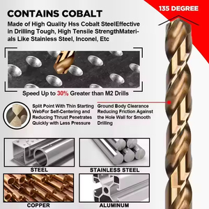 Foret hélicoïdal en acier rapide M35 Cobalt 5% à queue droite avec finition oxyde noir pour le perçage de l'acier moulé - Product Image 3