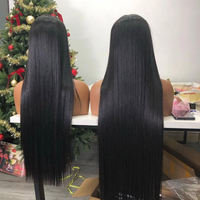 Perruques en cheveux humains abordables, lisses, naturelles d'Inde, avec dentelle frontale transparente HD, pour femmes noires